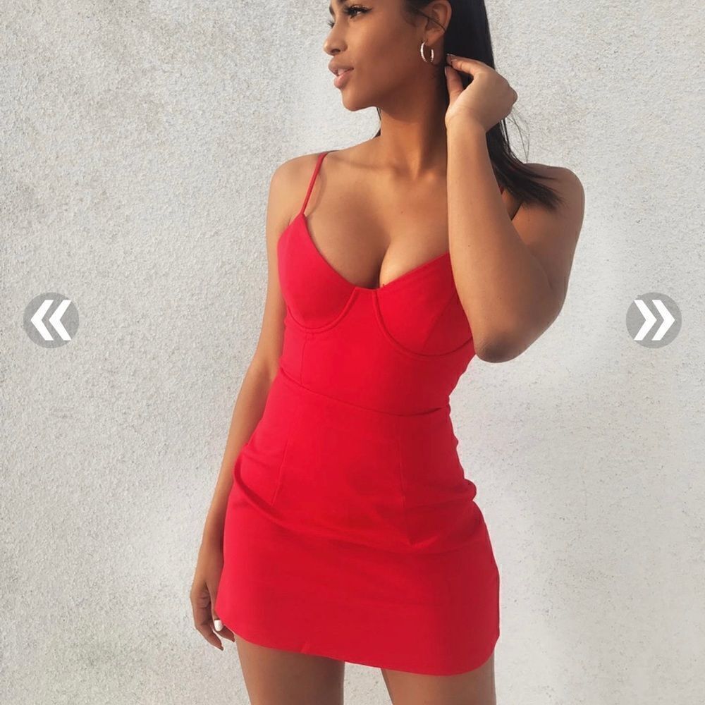 Princess Polly Red Novela A-line  Mini Dress Size 12